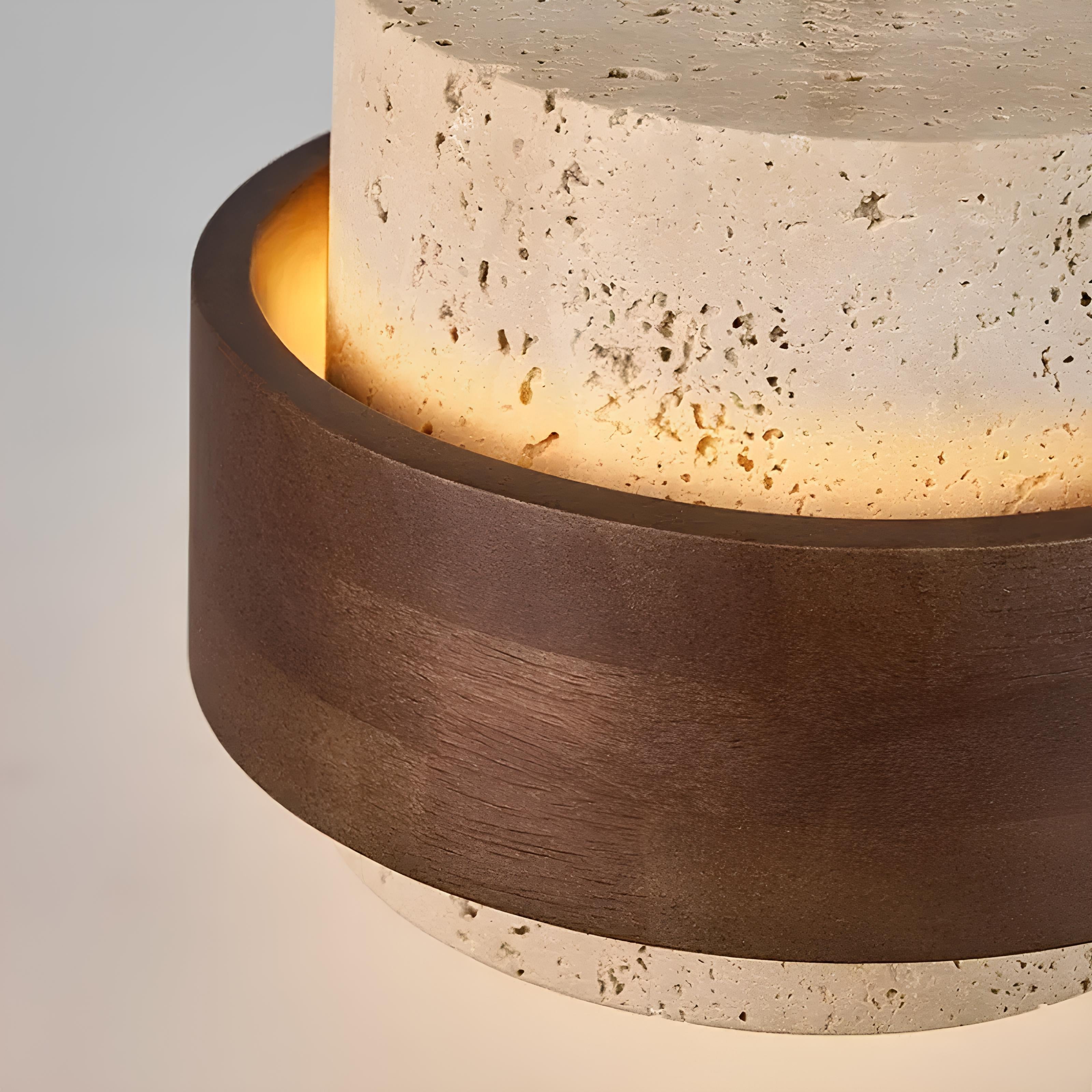 Stone & Wood Pendant Light – Warm Minimalist Bedside Fixture - TheMinimalObject