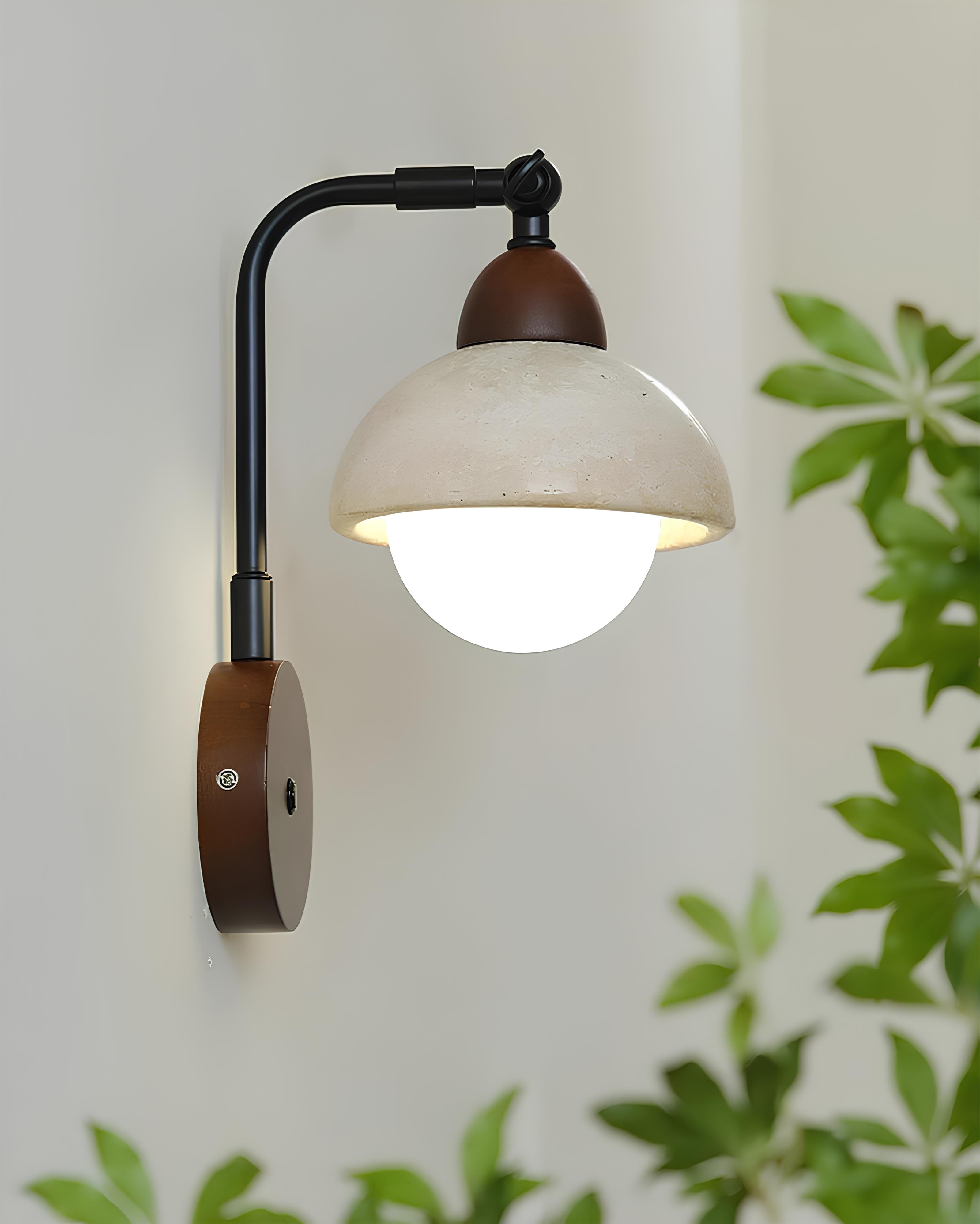 Minimalist travertine sconce lighting hallway space