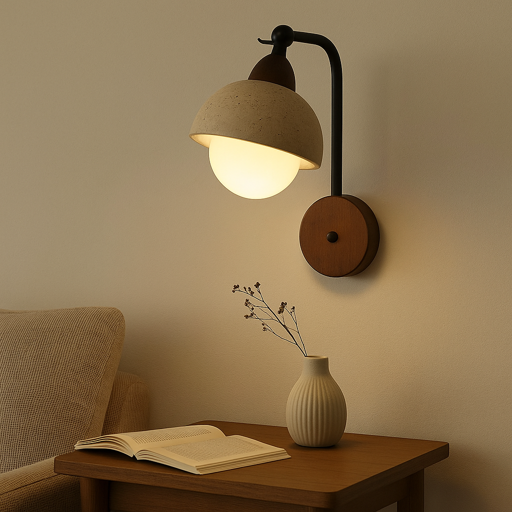 Tenri Wall Lamp – Japanese Travertine Stone Sconce Light - TheMinimalObject