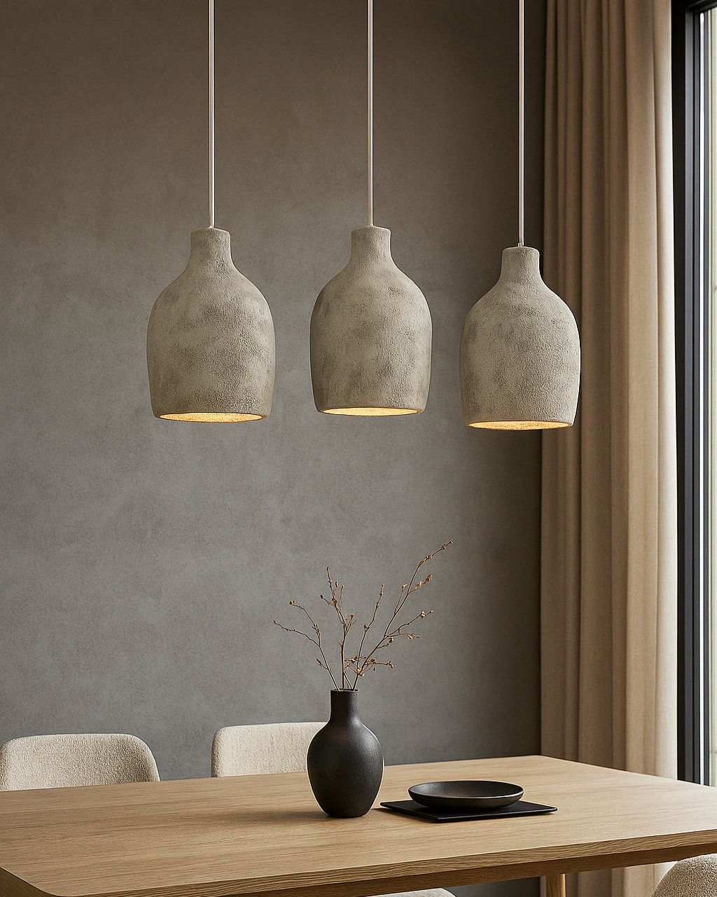 Warm daylight pendant lamp with textured finish and ceiling mount