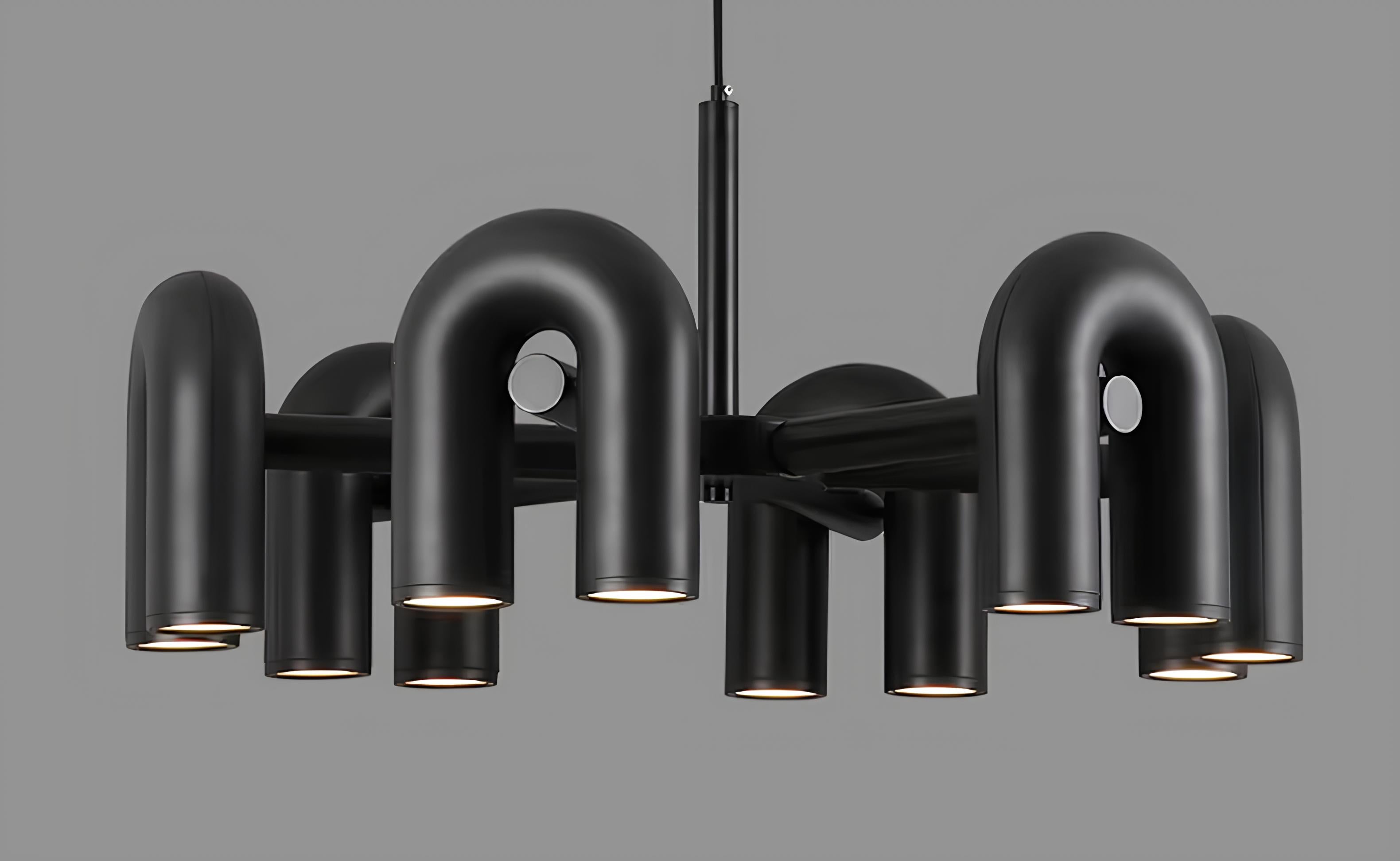 Adjustable modern chandelier with flush mount design